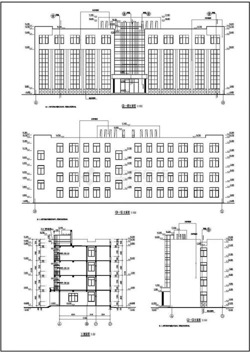 某公司四层砖混结构办公楼建筑设计方案图